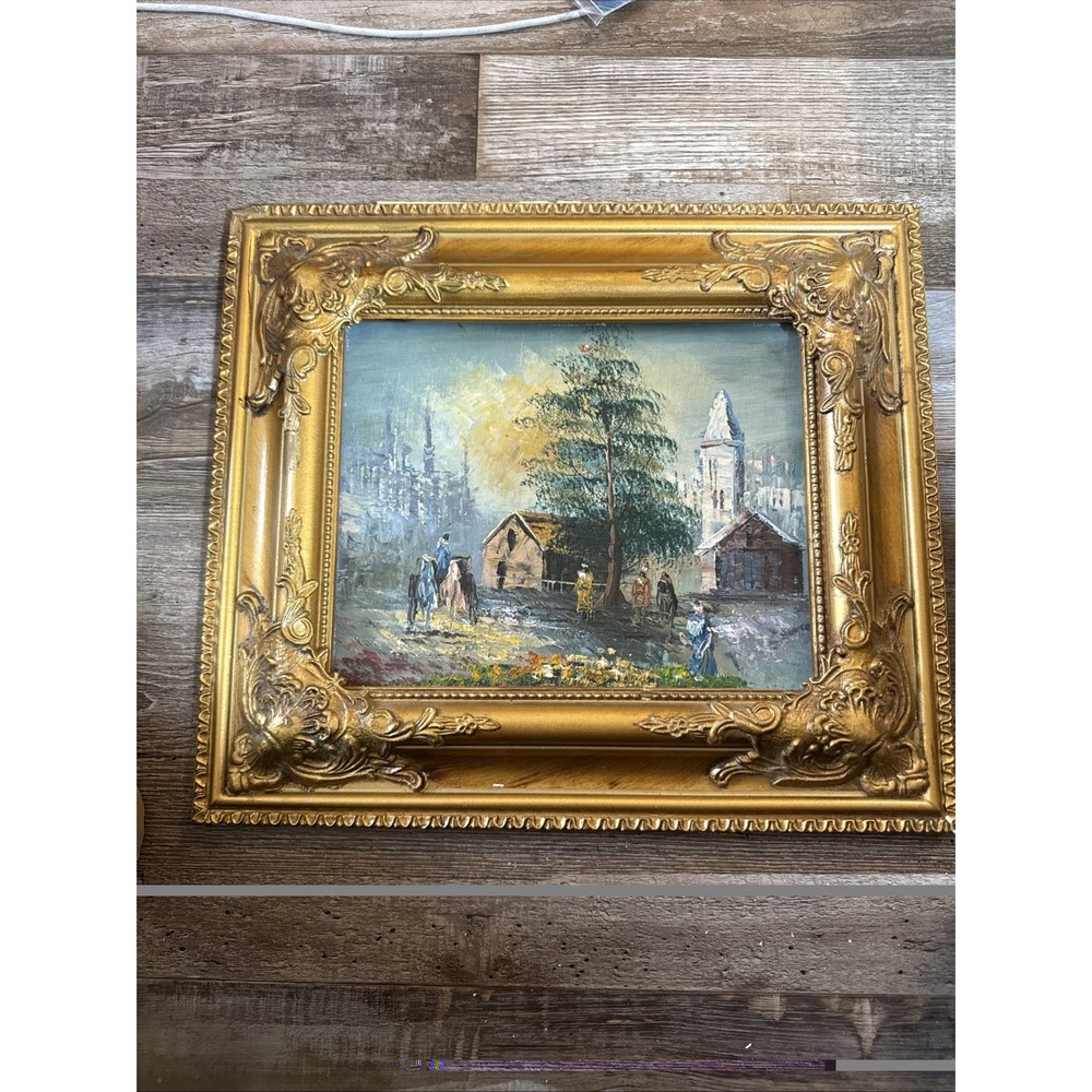 Mysterious Artist, Oil on Canvas And Wood 1970's German Country Side Unsigned